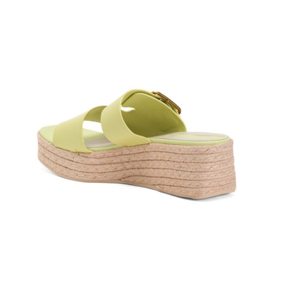 FRANCO SARTO Green Leather Tanziana Platform Wedge Sandals - Picture 2 of 2